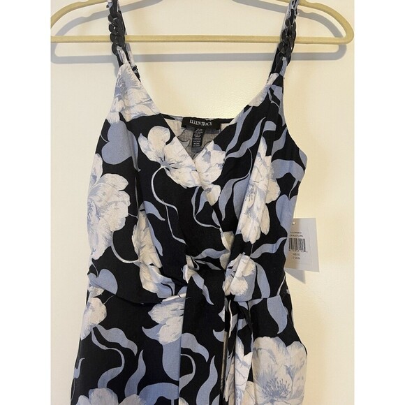 NWT Ellen Tracy Side Tie Linen Blend Midi Dress Women's XS Floral - Picture 5 of 16
